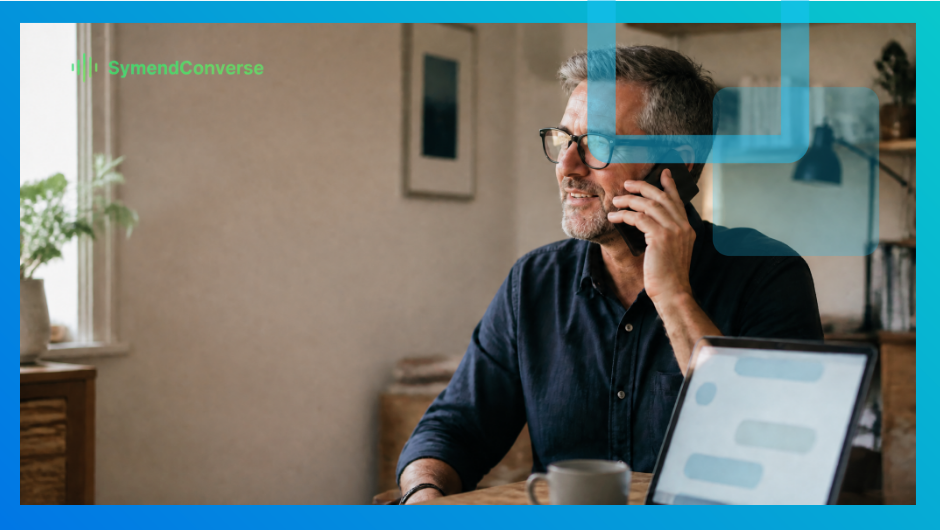A person taking a call at home — conversational AI agents for collections hold two-way conversations with past-due customers