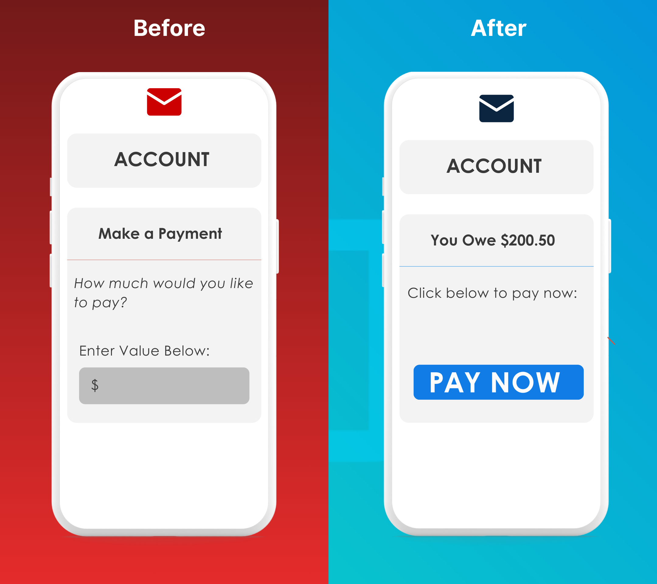 Payment screen mockup showing default payment option