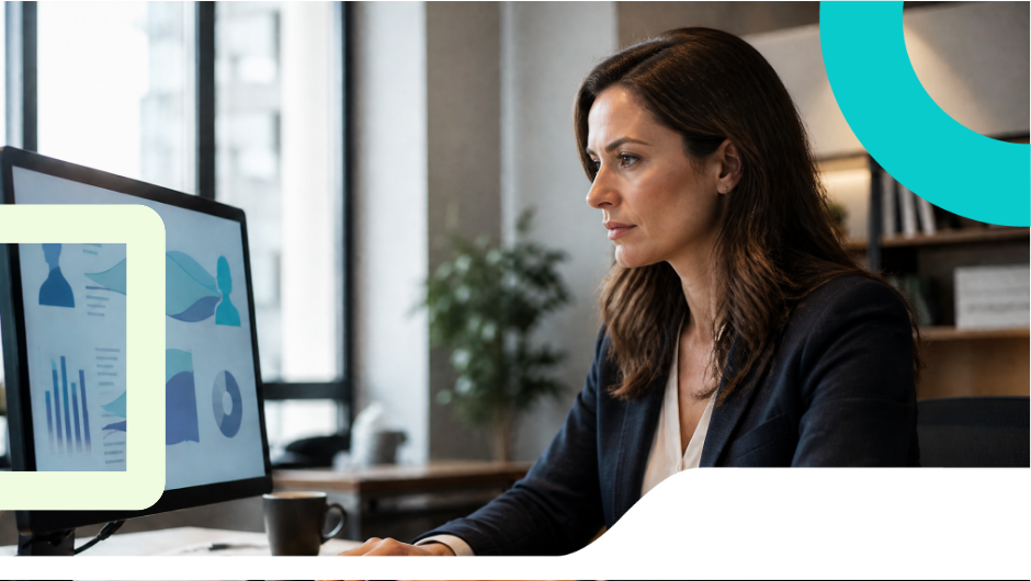 A financial services collections leader reviewing engagement analytics — looking past the risk score to why a customer isn't paying
