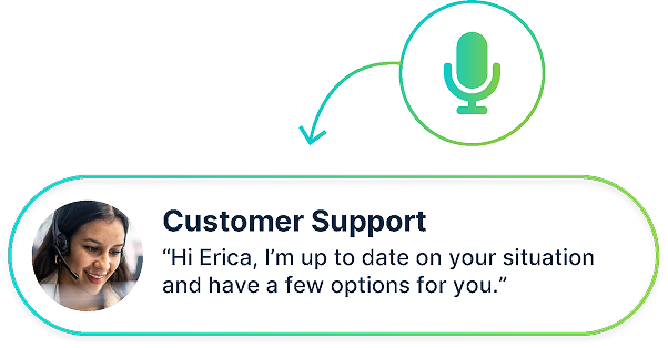 Warm agent handoff interface showing seamless transfer with full conversation context to live representative